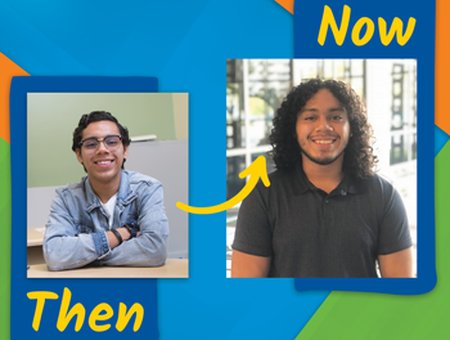Then and now pictures of Steffan, a CIS Site Coordinator